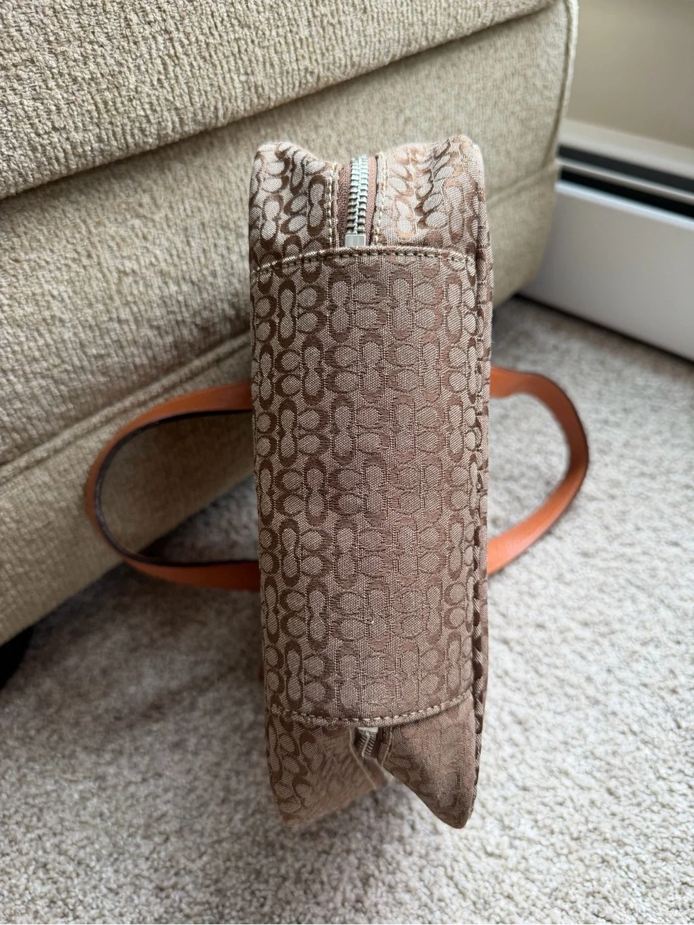 Vintage Coach Signature Jacquard Travel Cosmetic Organizer Case